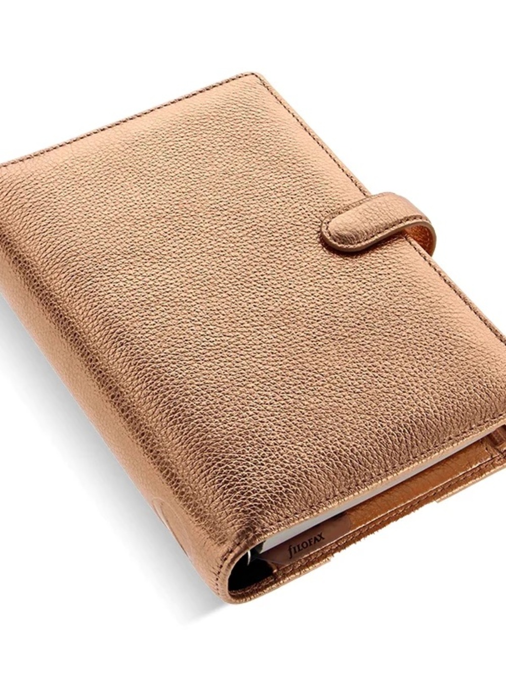 RARE Metallic Rose Gold Leather Personal Filofax Finsbury